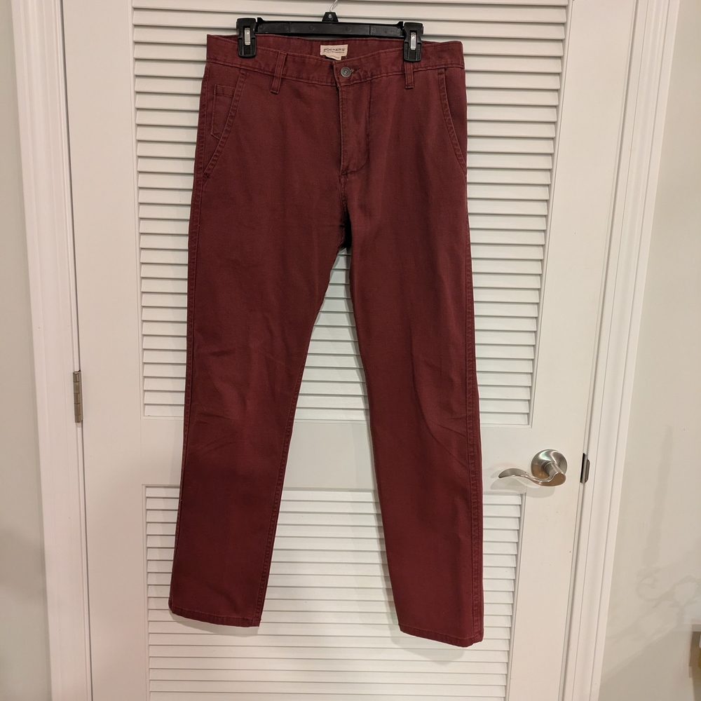 Docker Men's Burgundy Chinos Slim Tapered Size 32/30